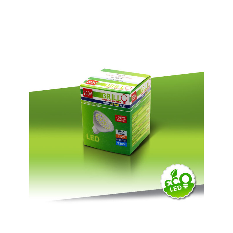 ŻARÓWKA LED MR16 4,5W ZIMNA BIAŁA 30LED