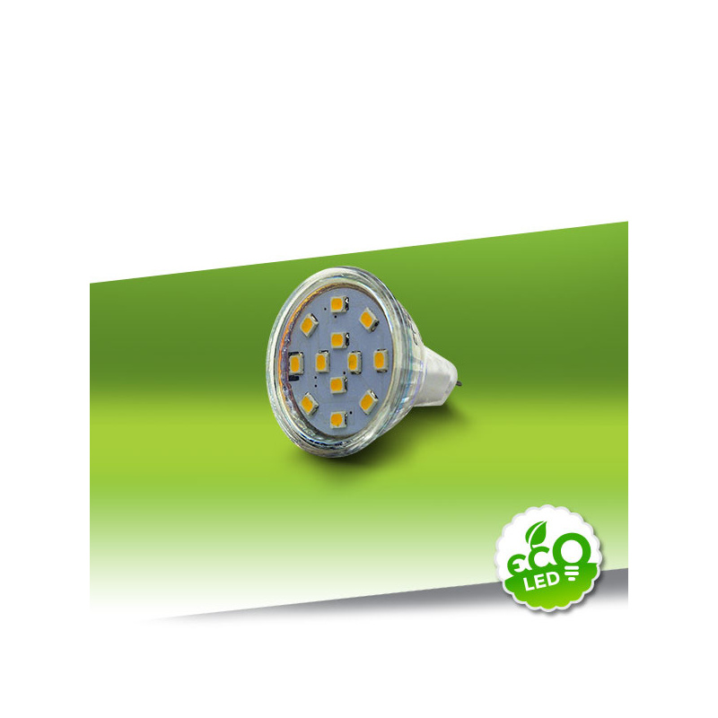ŻARÓWKA LED MR11 2W 12V CIEPŁA BIAŁA 12LED 2835SMD