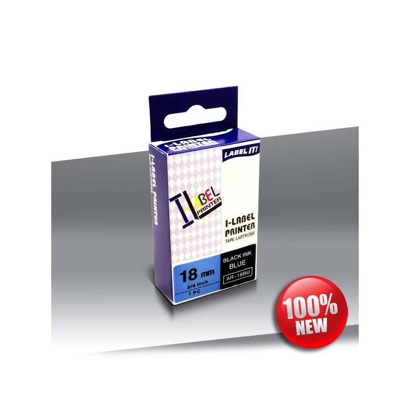 Taśma Casio XR-18BU1 BLACK on BLUE 24inks 18mm