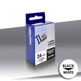 Taśma Casio XR-24WE1 BLACK on WHITE 24inks 24mm