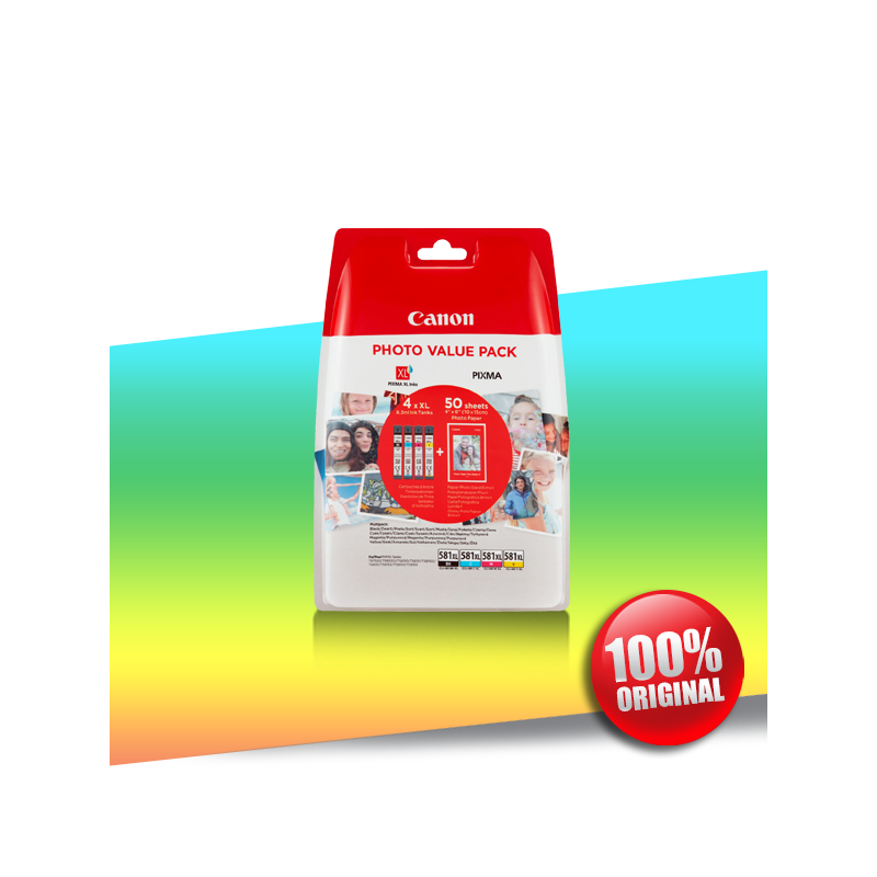 Tusz Canon 581 CLI XL (BCMY) 4x8,3ml + Papier FOTO