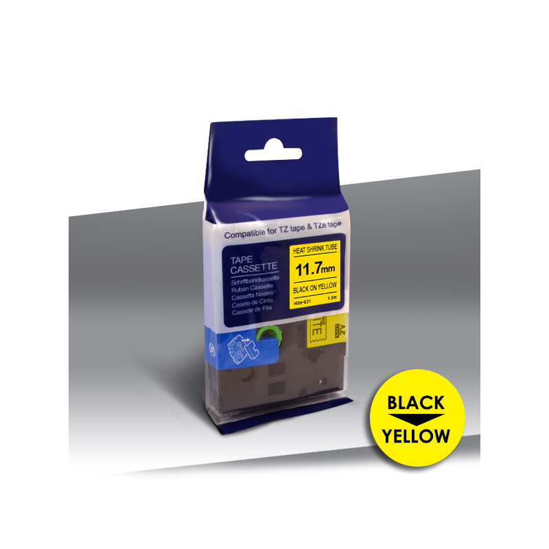 Rurka Brother HSe-631 BLACK on YELLOW 24inks 11,7mm