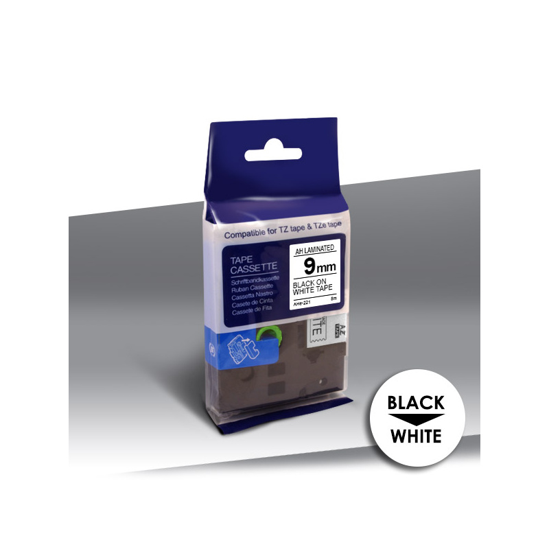 Taśma Brother HGe-221 BLACK on WHITE 24inks 9mm