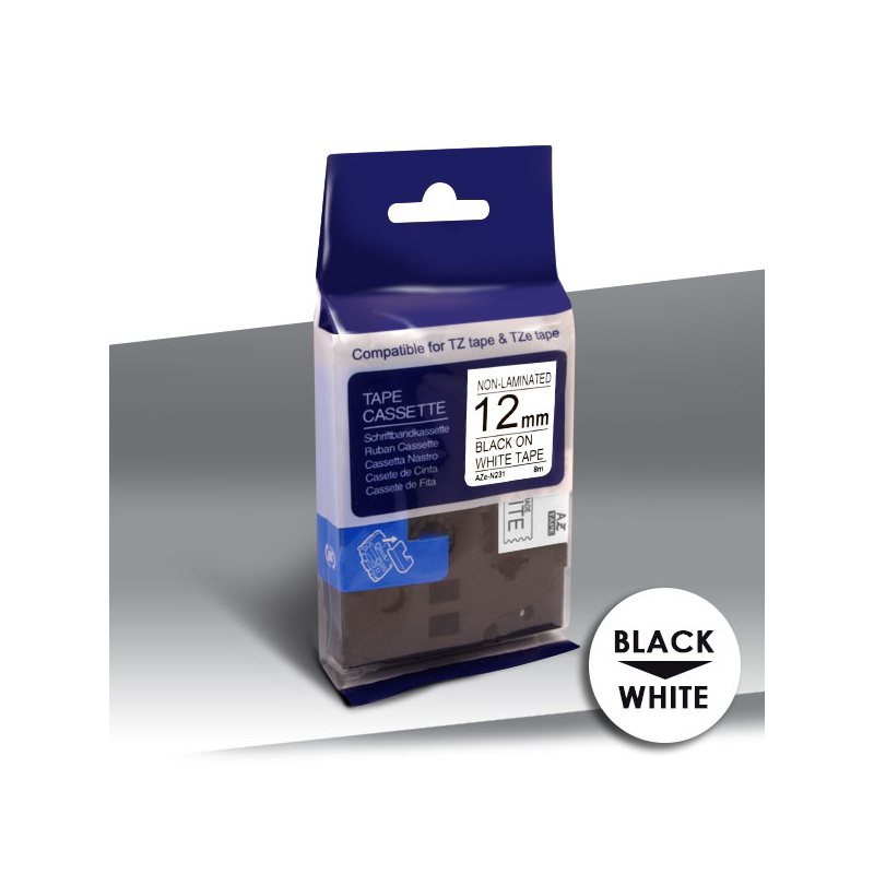Taśma Brother TZe-N231 BLACK on WHITE 24inks 12mm